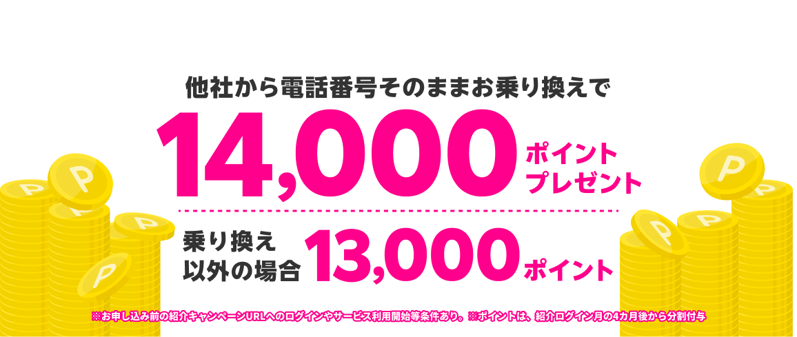 楽天モバイル 従業員紹介キャンペーン(三木谷キャンペーン)　他社からのお乗換えで14000ポイント、新規申込で7000ポイント